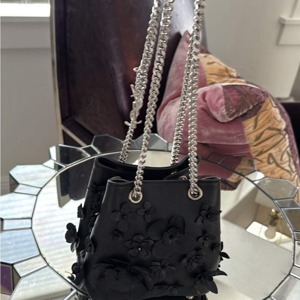 NWOT YSL RARE Lambskin Appliqué Baby Emmanuelle Bucket Bag; - Picture 3 of 11